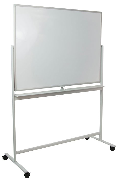 Revolving magnetic whiteboard on wheels available for hire
